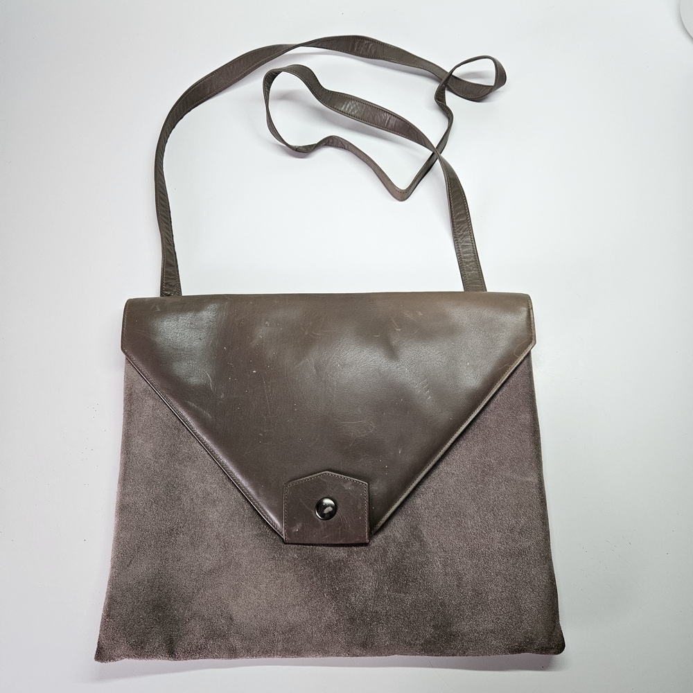 VINTAGE CHARLES JOURDAN Paris Suede Leather Envelope Crossbody Bag Made France